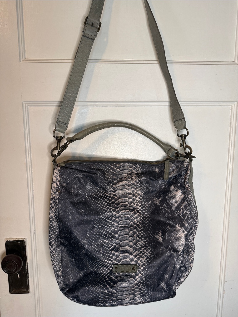 Liebeskind Gray Snake-Print Shoulder Bag